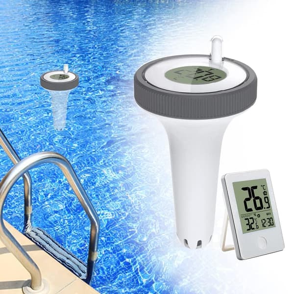 Trådlös Flytande Inomhus- och Utomhus Termometer, Simbassäng Flytande Termometermätare, Digital Pooltermometer med LCD