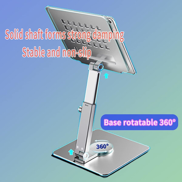 360° Rotationsbas Fällbart iPad-Stativ, Justerbart Tablet-Stativ för iPad Air 4/Mini, iPad 10.2/9.7, Kindle, E-läsare