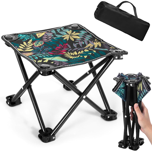 Ultralet Camping Skammel i Ét Stykke, Foldbar, 28x28x23CM, Mini Bærbar Fiskeskammel med Opbevaringstaske til Camping, Fiskeri, Picnic, Vandreture, Rejser, Strand