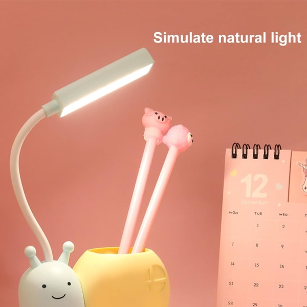 Blå - Søt LED-nattlys for barn - Kawaii skrivebordslampe - Fleksibel svanehals - for jenter Soverom - De