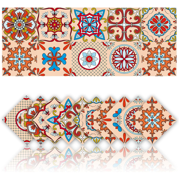 20 stycken Kökskakeldekaler Självhäftande Väggkakel Badrumsdekaler Väggdekorationsdekaler PVC Vattentät Mosaik Retro Stil (10x10cm, Rosa)