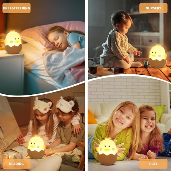 Dæmpbar Natlampe til Børn, Baby Natlampe, Genopladelig LED Touch Sengelampe, Kawaii Indretning, Silikone, til Soveværelse, Børneværelse