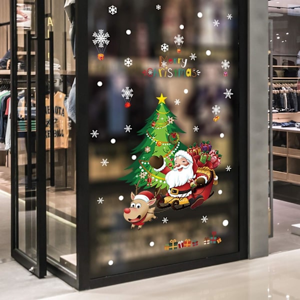 God Jul Fönsterdekaler, Jultomte Julgran