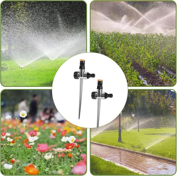 360° Automatisk Havevandingssystem, Justerbart Vandingssystem til Plæner, Planter, Blomster og Marker (2 Dele)