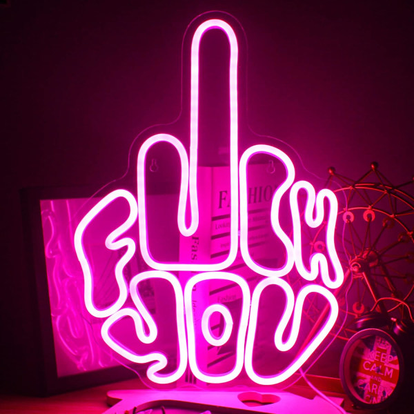 Fuck You -ele Neon-kyltit seinälle, vaaleanpunainen LED-neonvalo USB Neo