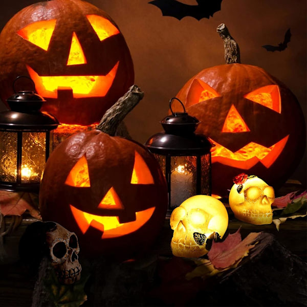3 st LED-skalle värmeljus Halloween Bougie Lumière batteridriven