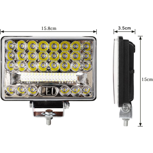 2 pakke 6 tommer 144W LED arbeidslys Spot/flomstråle 12V 24V vanntett for bilbåt lastebil 4x4 SUV ATV