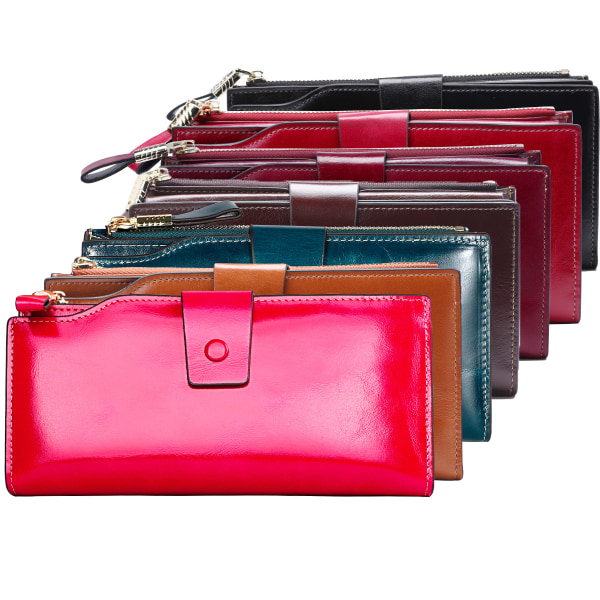 （Brun） RFID-blokerende PU-læderkapacitet til kvinders tegnebog (20 kortpladser) indvendig lomme