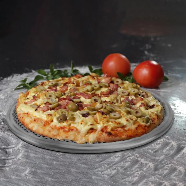 25,4 cm - Rund non-stick grillplate - Grilltilbehør - Pizzatallerken med hull - Nettskive