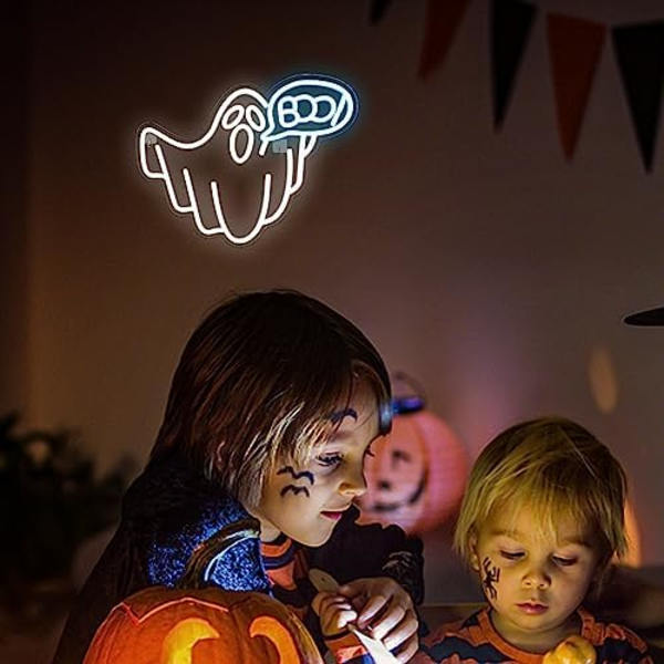 Halloween Hvid Blå Led Boo Neon Lys Skilte til Vægskilt Usb Drevet Sjov Lampe Lys Op Skilte til Soveværelse Spilrum B
