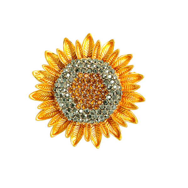 Retro solsikke broche med guldsten elegant multifunktionel