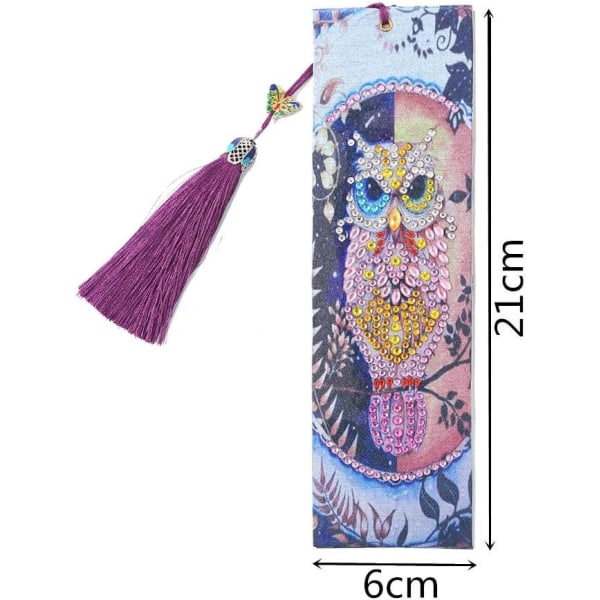 5D Diamond Pasted Painting Kit, DIY Owl Diamond Painting Bookmarks, Diamond Embroidery Boo