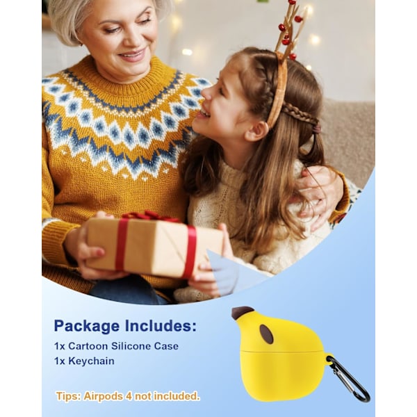 Til Airpods 4. etui - Sød Kawaii Banan med nøglering til AirPods 4. generations etui (2024) Sjov 3D Blød Silikone Sjov Cool til piger Kvinder Teenagere f