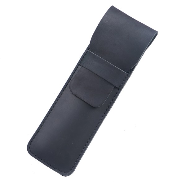 Læder Pen Etui Holder Håndlavet Springvand Multi Pen Pung Crazy Horse Læder Pen Beskyttende Ærme Dæksel - Sort