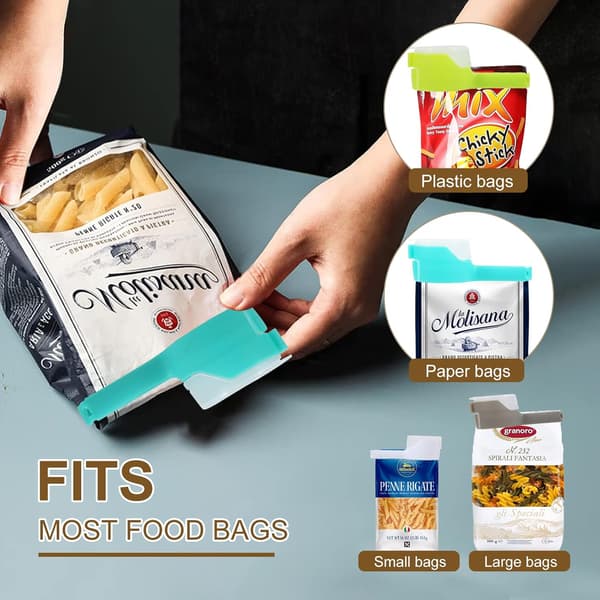 Matklipssett med hellut, poseklips for matlagring, forseglingsklips, holdbare plastklips for mat og snackslagring med