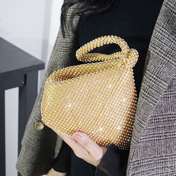 Rhinestone Bröllop Guld Tote Stor Fin Cocktail Clutch Kvinnor S