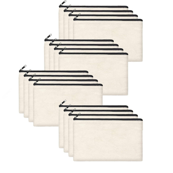 DIY tomme stoffposer for reiser, toalettveske, malingsstoffpose, sminkeveske, malingspose, 16pcs