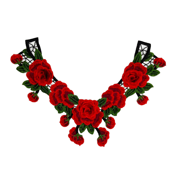 2PCS Dekolleté Applikation Krage Patch Broderad Blomspets Tyg Trim Kläder Sömnad Pat