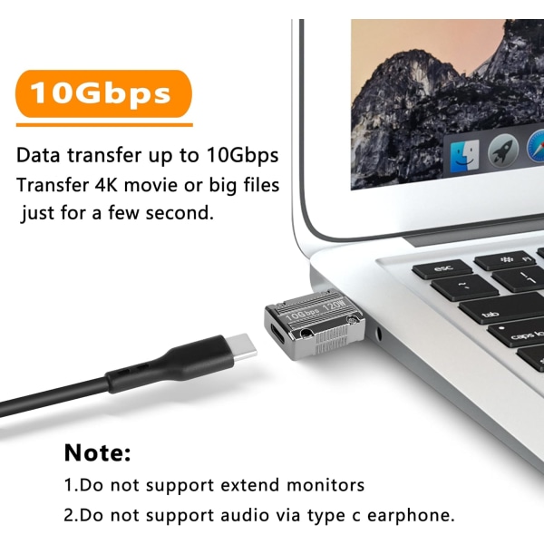 USB C til USB-adapter (19x36 mm), USB 3.0A han til USB C hunforbindelse