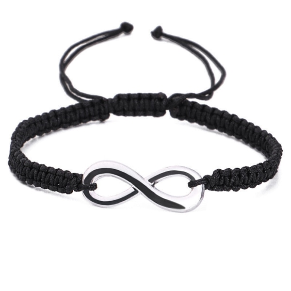 Infinity armbånd for kvinner, håndlaget Black Rope Braided BH