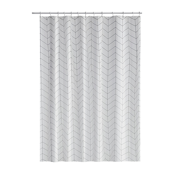 Sort og hvid bruseforhæng Herringbone stof Bruseforhæng Zig Zag Blæk Chevron Landlig Bruseforhæng Zigzag Mo