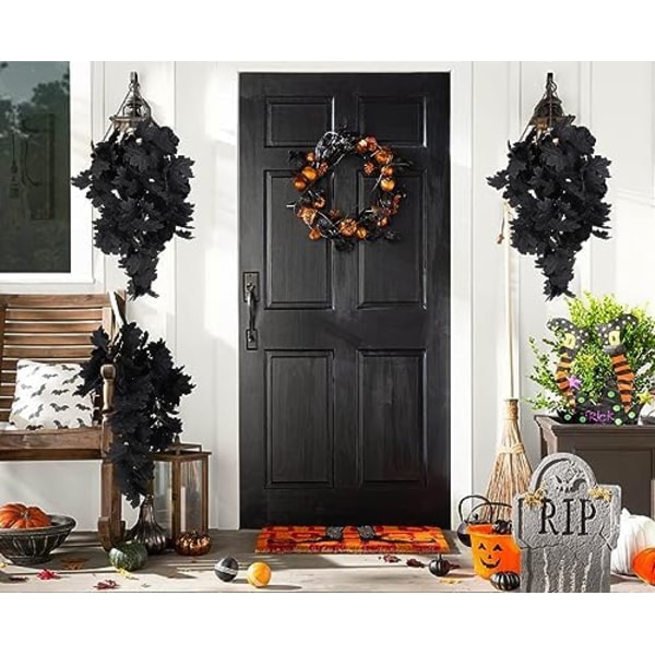 Svarte Lønnetre Kunstige Hengende Planter Svarte Kunstige Planter Kunstige Høstblader Halloween Kunstige Planter Svarte Blader Kunstig