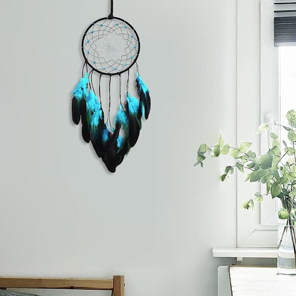 1 st Blå Drömfångare för Pojkar Handgjorda Drömfångare Barnrumsvägg Hängande Dekoration Konst Ornament Hantverkspresent