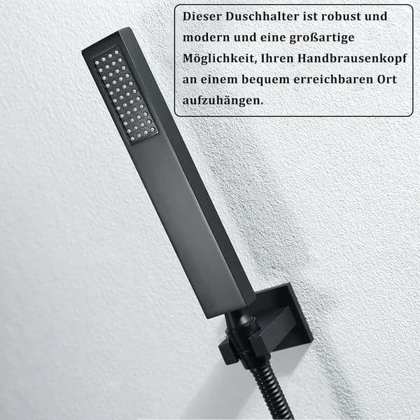 Svart Dusjhodeholder Messing Dusjhodeholder Veggmontert Dusjhodeholder Installert ved å Bore Hull Dusjhodeholder