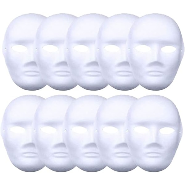 10 DIY White Paper Mask Pulp Blank Håndmalet Mask Personality