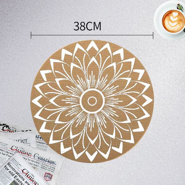 Bohemian Print Round Placemats PVC Braided Placemats Set of 6 Was