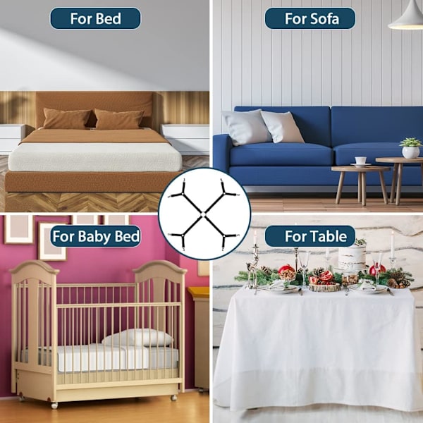 1 stk Sengestrappe Festespannere Suspendere Gripe Klips, Trekantform, Justerbar Kryssformet Hjørneholder Passer for