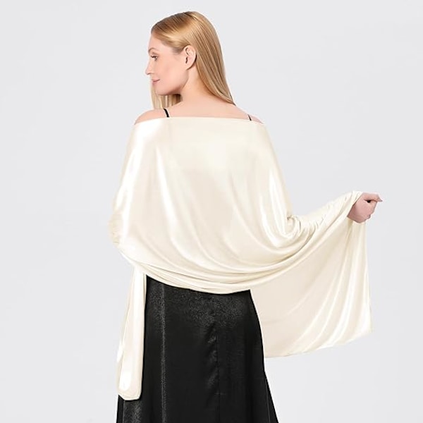 Satin Sjal för Kvinnor Bröllopssjal Passar för Aftonklänning Elegant Chic Sjal Passar för Beige