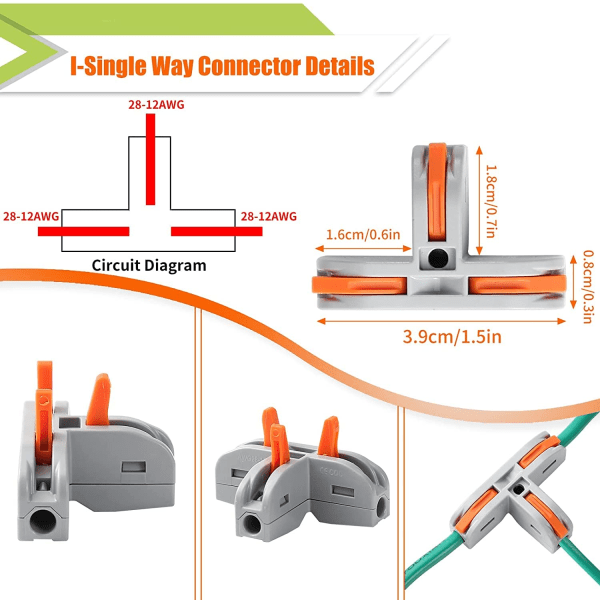 MH-Lever Wire Connectors, 25 stk. T-Tap Quick Terminal Connectors, T