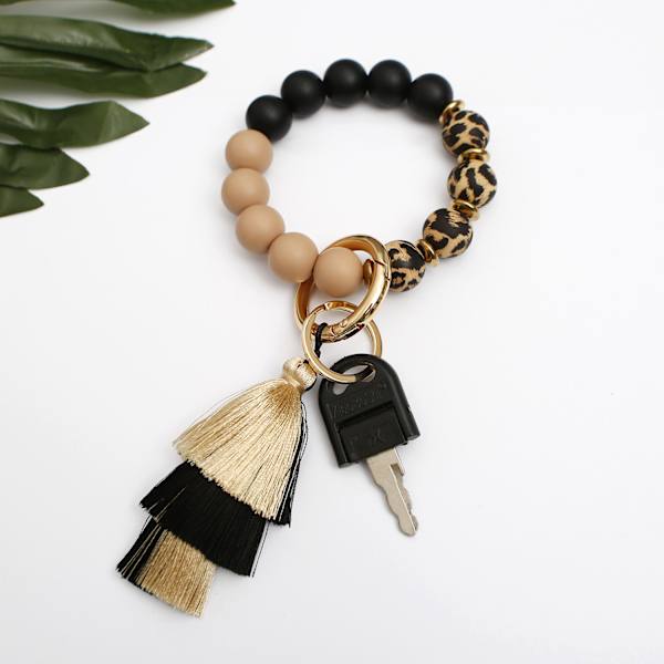 Dame Bilnøglering Pige Armbånd Nøglering-Zebra print