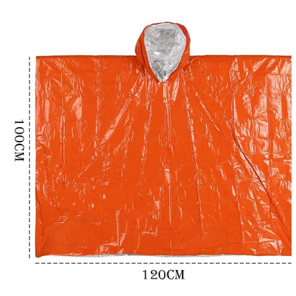 (orange) 4-pack termiska Mylar överlevnadsponchos för utomhusaktiviteter