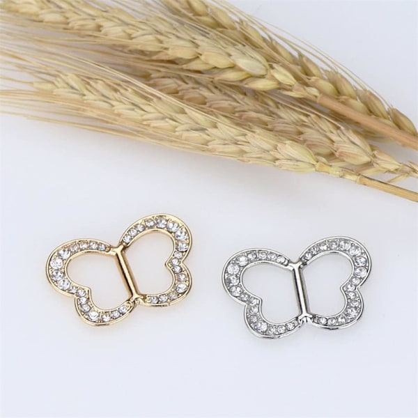 2 Stycken Halsduksspänne Halsduksring Spänne Strass Halsduksspänne Fjärilsform Halsduksspänne Clip Sidenhalsduk Låsring Spänne T-shirt Clips Klämma T