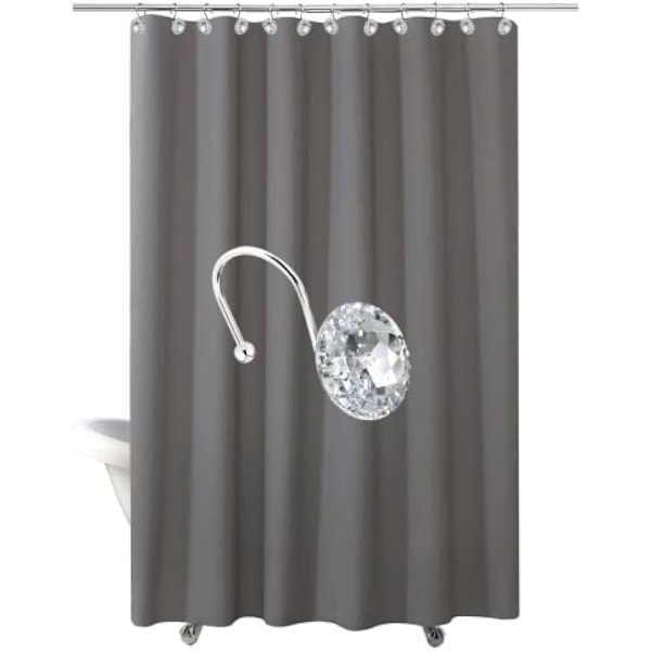 2,5 tommer 12 stk Dusjforhengkroker Ringer til Bad, Rustfritt Stål Rustbestandig Dekorative Rhinestones Henger for