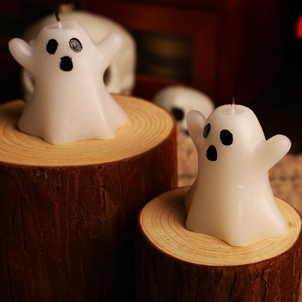 12 stk. Halloween Spøgelseslys, Spooky Lys, Hvide Flydende Lys, Halloween Dekorative Bordlys, Hvide Drypfri Lys