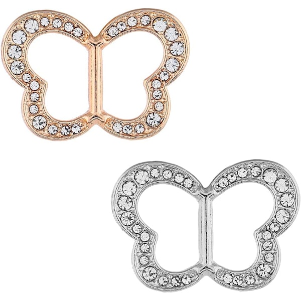 2 Stycken Halsduksspänne Halsduksring Spänne Strass Halsduksspänne Fjärilsform Halsduksspänne Clip Sidenhalsduk Låsring Spänne T-shirt Clips Klämma T