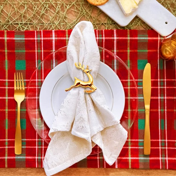 12 st Elk Julservettringar Guld Färg Rensa Servettringar Set Jul Elk Servett Spännen för Servett Placering Tabl