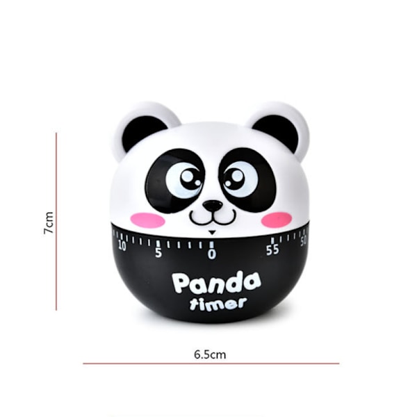 Mekanisk Kjøkkentimer, Eggtimer, Morsom Timer, Manuell Timer, for 60 Minutters Timer, Matlaging og Bake Påminnelse (Panda Svart)