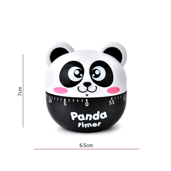 Mekanisk Kökstimer, Äggtimer, Rolig Timer, Manuell Timer, för 60 Minuters Timer, Matlagnings- och Bakningspåminnelse (Panda Svart)