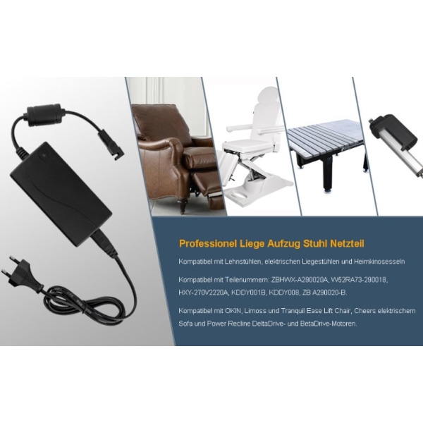 29V2A Strømadapter, Lænestol, Sofa Strømforsyning ZBHWX-A290020-A, HXY-270V2220A, KDD