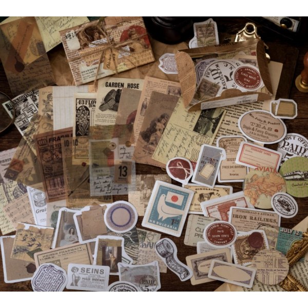 Scrapbooking-tarrat, 120 kappaletta kukkatarroja Scrapbooking Bullet Scrapbooking Vintage -tarrat