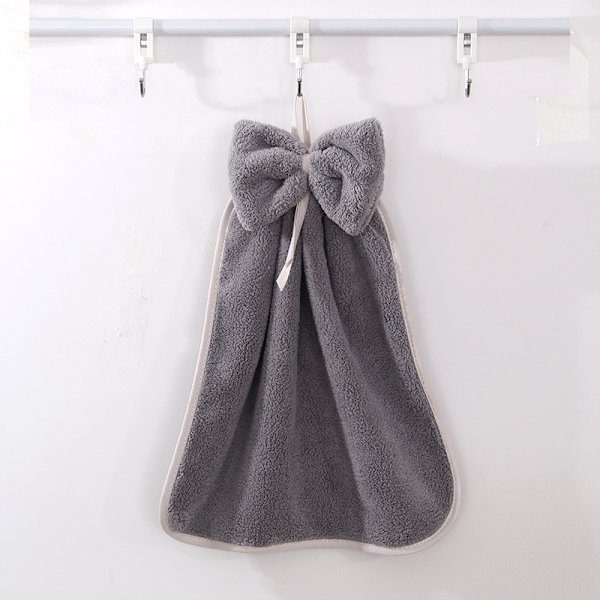 3-pakkaus rusettisolmu ripustuspyyhkeitä, mikrokuitu koralli fleece käsipyyhe ripustusrenkaat, imukykyinen supe light gray, light brown, light camel