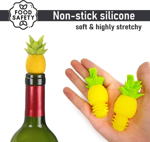 4 st Vinproppar för Vinflaskor - Ananas Vinpropp Vinflasklock Återanvändbar Vinflaskpropp Silikon Vinpropp - Ananasflaskpropp