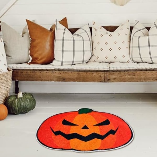 Halloween Badeværelsesmåtte, Efterårsgræskar Bademåtte Vandabsorberende Skridsikker Vaskbar til Brusebad Kar Mikrofiber Vaskbar Absor