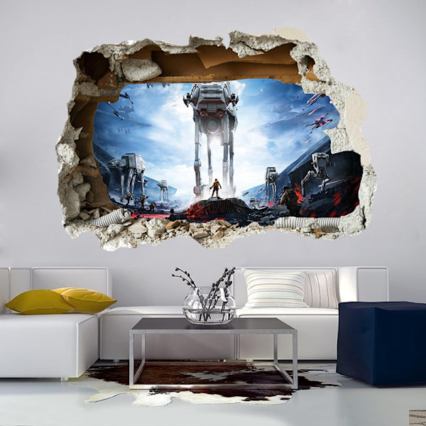 3D-tyyli murskattuna seinätarra lapset lasten makuuhuone vinyyli (Large