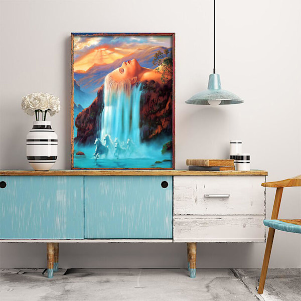 (30x40cm) 5D Diamantmålning Vattenfall Korsstygnsdiamant