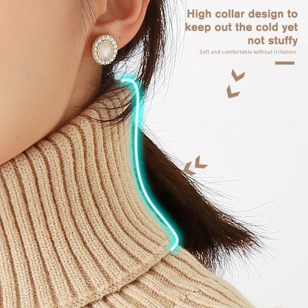 Dam Turtleneck Ribbad Stickad Falsk Krage Rufs Wrap Solid Scarf Vinter Varm Halsduk Elastisk Hals Ärm
